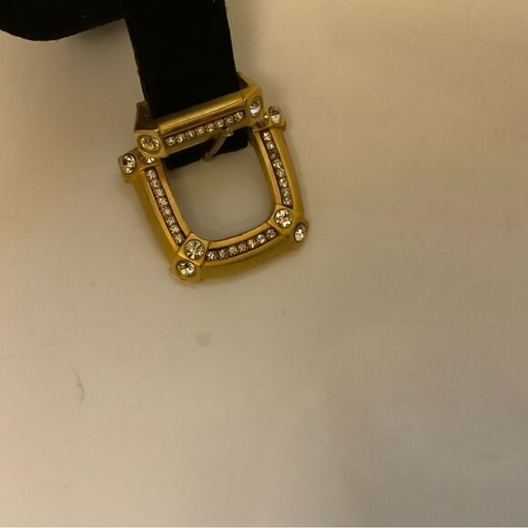 Avignon Vintage Black suede Leather Gold buckle  Belt Size L - Picture 3 of 9